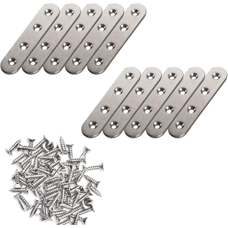 10 Montagefüße Aus Edelstahl. Reparaturverbindungsplatte Aus Edelstahl Mit 40 Justierschrauben Für Möbelreparaturen (76 Mm X 16 Mm).