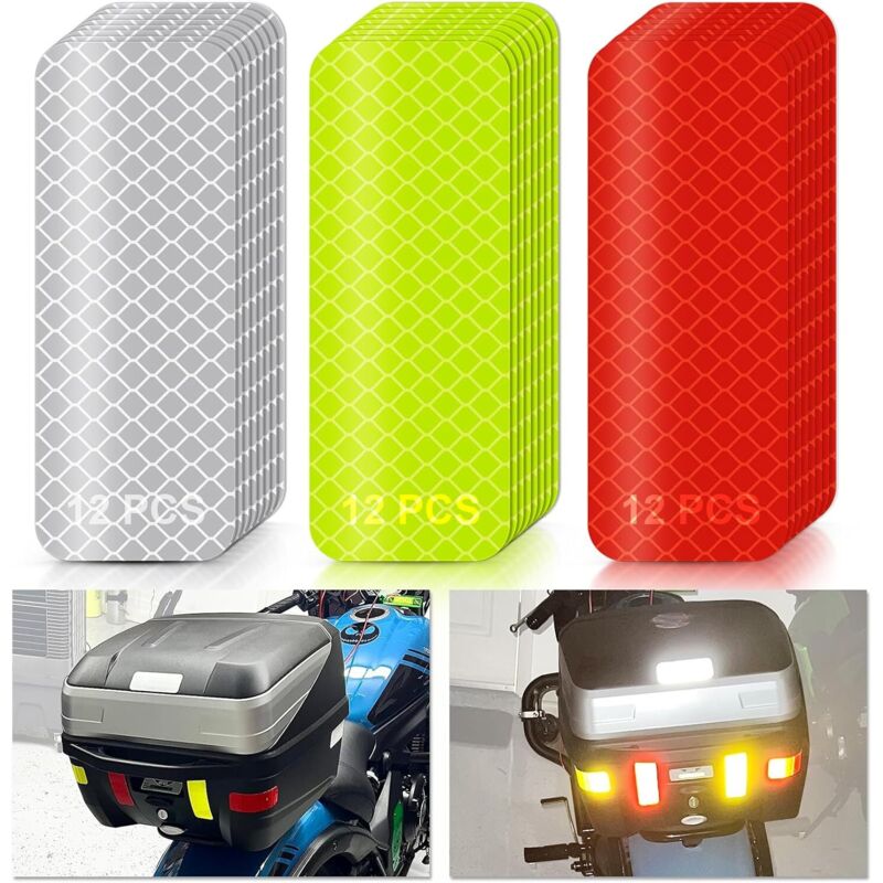Selbstklebende Reflektorstreifen Für Motorrad-, Fahrrad- Und Autohelme. Psler 36 Stück Silber-gelb-rote, Hochsichtbare Reflektoren, Fluoreszierendes Klebeband, Sicherheitsaufkleber