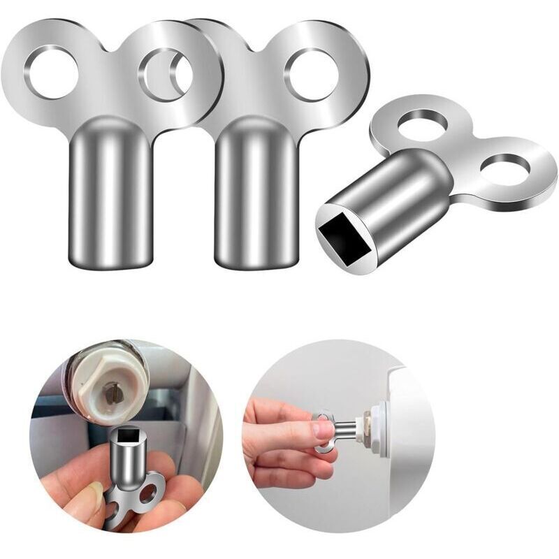 Set Mit 3 Universellen Heizkörperentlüftungsschlüsseln. Robuster Entlüftungsschlüssel. Heizungsschlüssel. Kompakte Aluminium-heizkörperentlüftungsschlüssel Für Nahezu Alle Heizkörper. Zentralheizungss