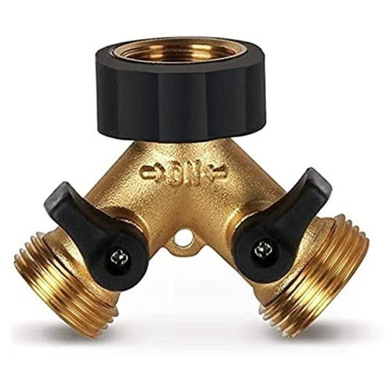 Y-verteiler Mit Zwei Ausgängen Für 3/4"-zulaufschlauch. Doppelventil-schlauchverbinder. Y-verteiler Für Wasserzulaufschläuche Mit Absperrventil Für Die Bewässerung Von Pflanzgefäßen.