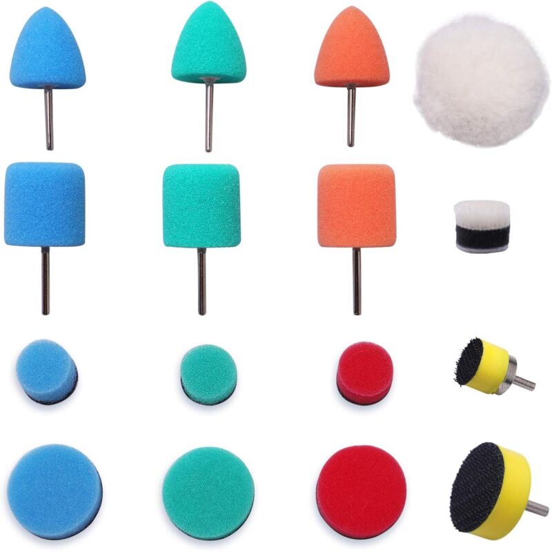 16-teiliges Mini-polierset. Set Mit 15-mm- Und 25-mm-polierpads, Polierschwamm Und Polierkugeln Zum Autoschleifen Mit Einem Elektrischen Rotationswerkzeug.