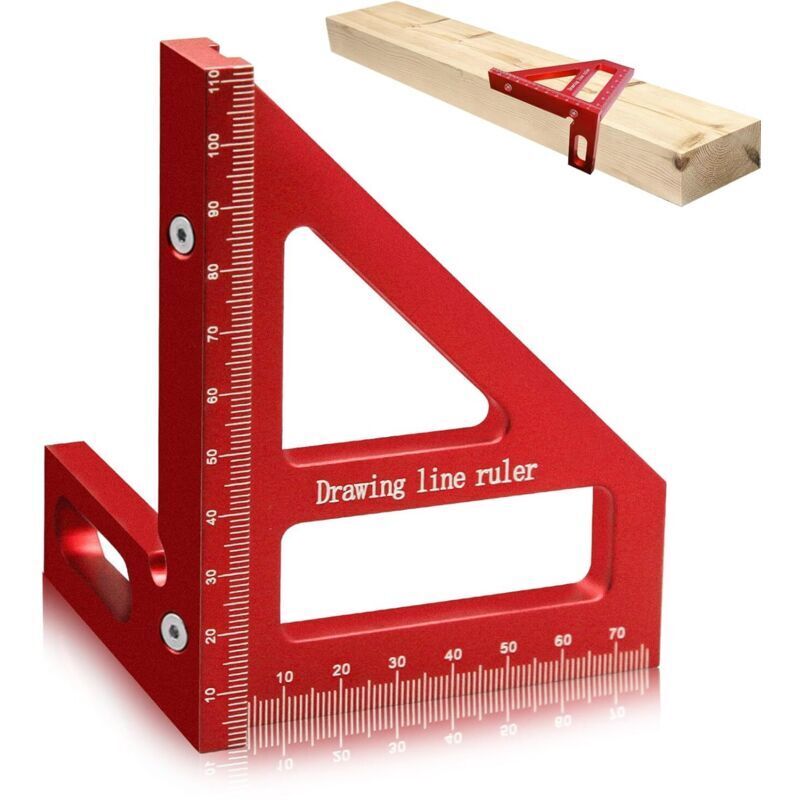 Winkelmesser Für Die Holzbearbeitung. 3d-mehrwinkelmesslineal. Dreieckiger Aluminium-winkelmesser (45/90 Grad). Hochpräzises, Vielseitiges Messwerkzeug Für Ingenieure (rot).