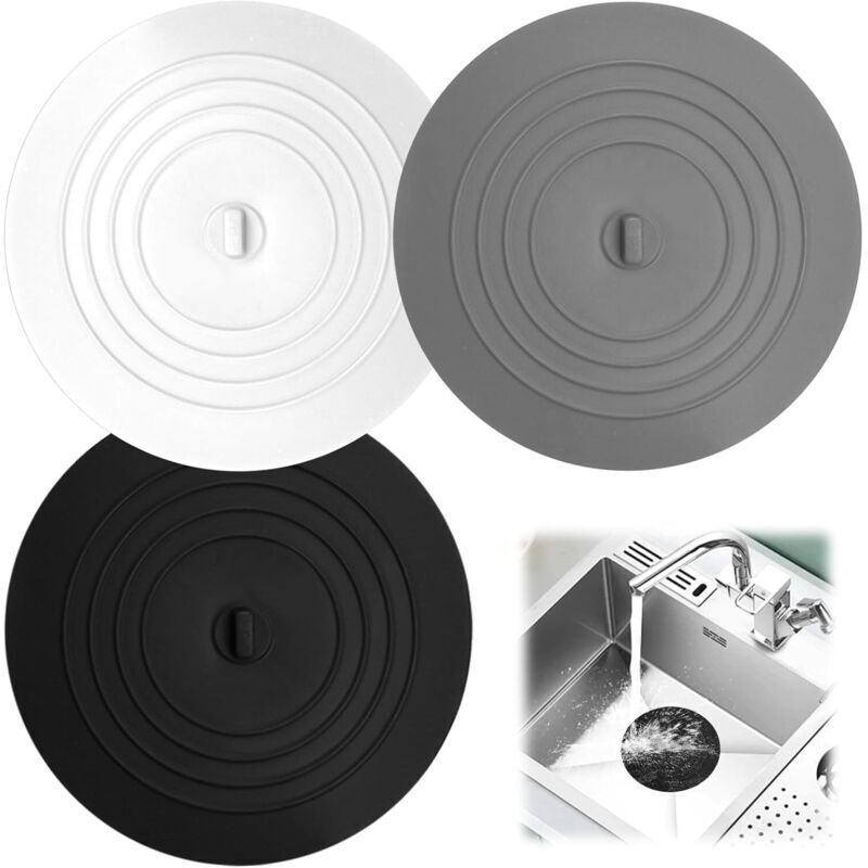 3-teiliges Silikon-abflussstopfen-set. 15 Universal-badewannenstopfen. Waschbeckenstopfen. Waschbeckenstopfen Für Dusche, Badewanne Und Waschbecken (schwarz/weiß/grau)