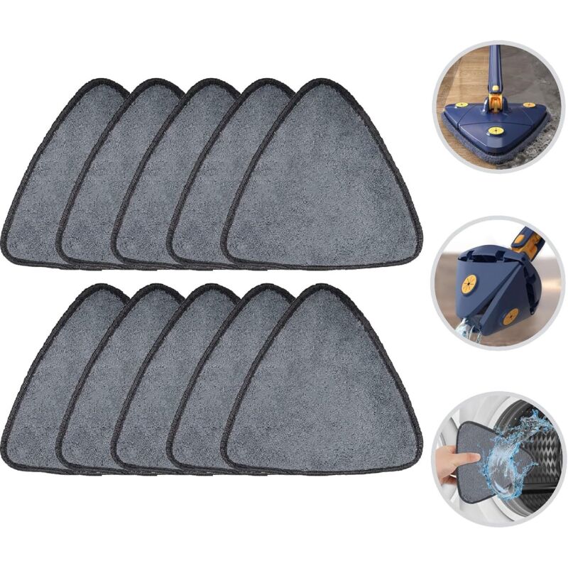 Dreieckiger Mikrofaser-ersatzmoppkopf Für 360°-drehmopp. Fasermoppkopf. Moppköpfe. Wiederverwendbarer Ersatzmoppkopf (12 Stück).