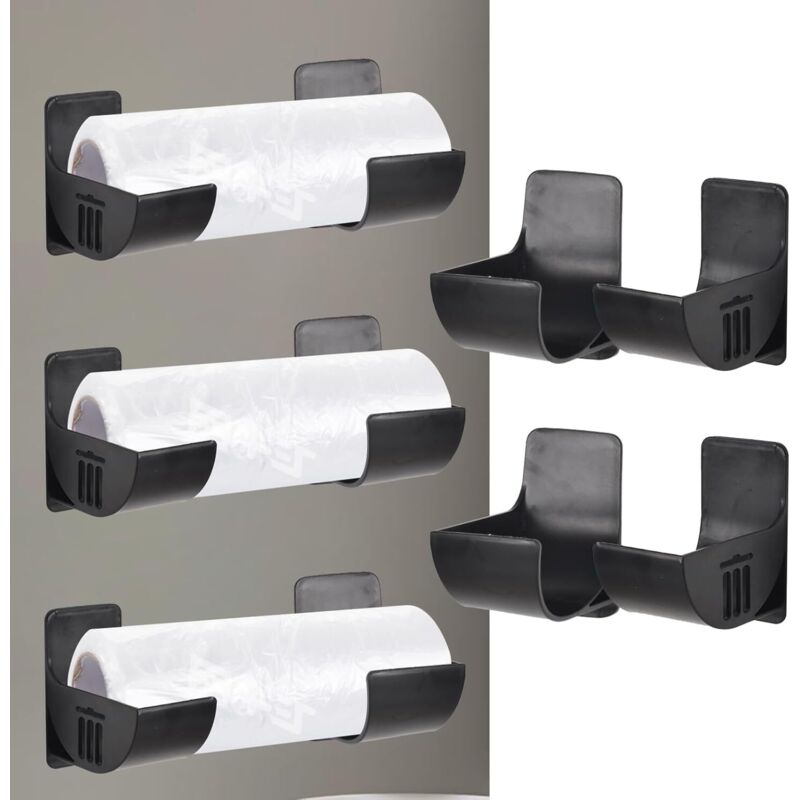 4-teiliger Organizer Für Frischhaltefolie Zur Türaufbewahrung. Organizer Für Aluminiumfolie. Wandmontierte Aufbewahrungsbox Aus Kunststoff. Müllbeutelspender Für Schrank, Badezimmer Und Kühlschrank.