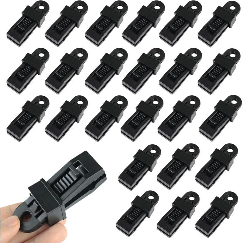 24-teiliges Zeltplanen-clip-set. Verstellbare Zeltplanen-clips. Planenclips. Markise. Plane. Camping. Wohnwagenvorzelt.