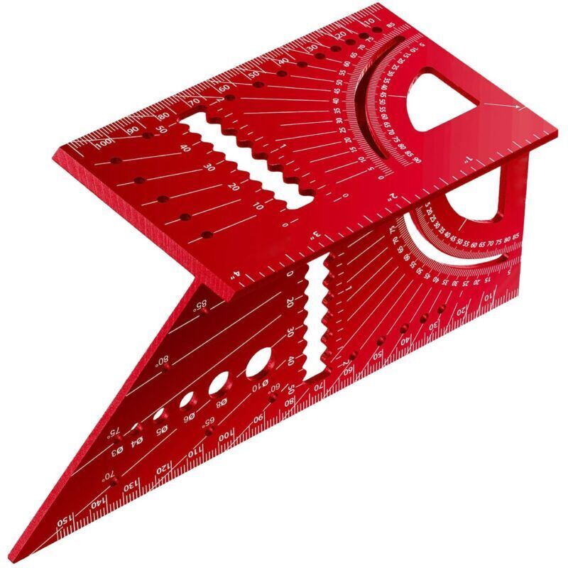 Winkelmesser Aus Aluminiumlegierung. 3d-winkelmesser Für Gehrungswinkel (45° Bis 90°). Winkelmesser. Für Holzbearbeitung. Rot.