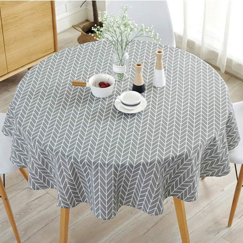 Runde Tischdecke 150 Cm Aus Baumwoll-leinen-mischgewebe, Schlichte Twill-tischdecke, Frischer Nordischer Stil, Strapazierfähig, Wiederverwendbar, Knitterfrei, Dekoration Für Küche, Esszimmer, Tisch (g