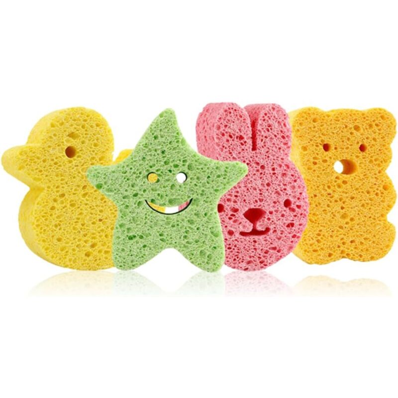 4-teiliges Konjac-babybadeschwamm-set. Konjac-schwämme. Babybadeschwämme, Natürliche Badeschwämme In Niedlichen Formen. Niedliche Badeschwämme In Cartoon-form. Ideal