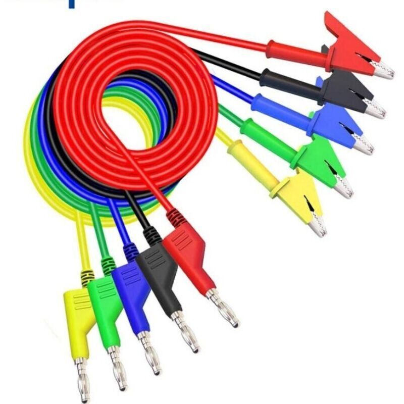 Messleitungen Mit Krokodilklemmen (zufällige Auswahl). 5 Stück 4-mm-messleitungen Für Multimeter Mit 10 Krokodilklemmen. Multimeter-messleitungen Für Kfz-, Industrie- Und Elektrotechnikprüfungen.