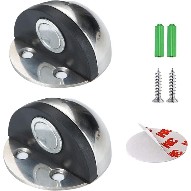Magnetischer Türstopper. Türstopper Aus Edelstahl. Selbstklebend Mit Befestigungsschrauben Und 3m-klebeband. Schützt Türen Vor Beschädigungen (2 Stück).