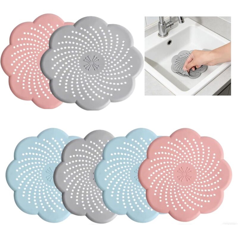 6-teiliges Abflusssieb-set. Küchenspülenfilter Mit Saugnapf, Badewannen-abflusssieb, Haarfänger Für Dusche, Badezimmer, Badewanne Und Küche.