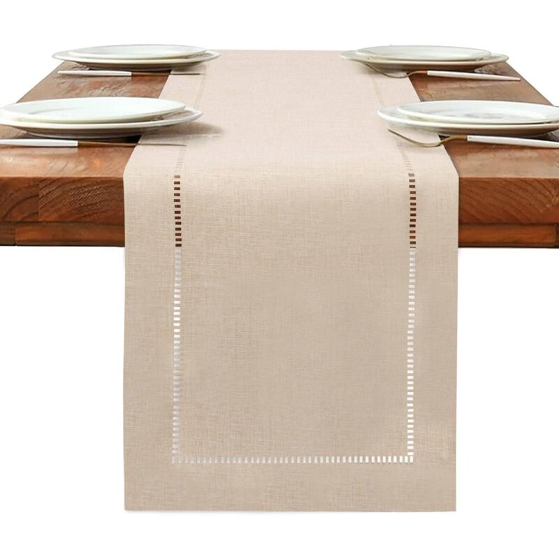 Stück Beigefarbener Tischläufer Aus Leinen, 183 X 32 Cm, Moderner Leinenlook, Waschbar, Für Esstisch, Tischdekoration, Möbel