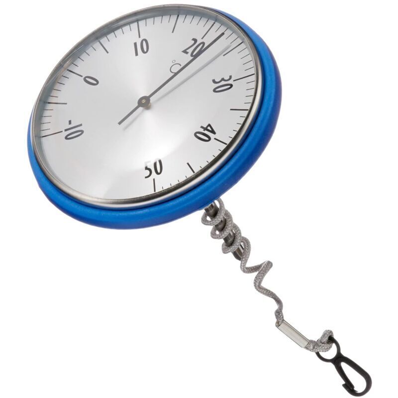 Analoges Poolthermometer. Geeignet Für Pools Und Teiche. Edelstahl. Gut Ablesbar. Mit Tragekordel. Blau.
