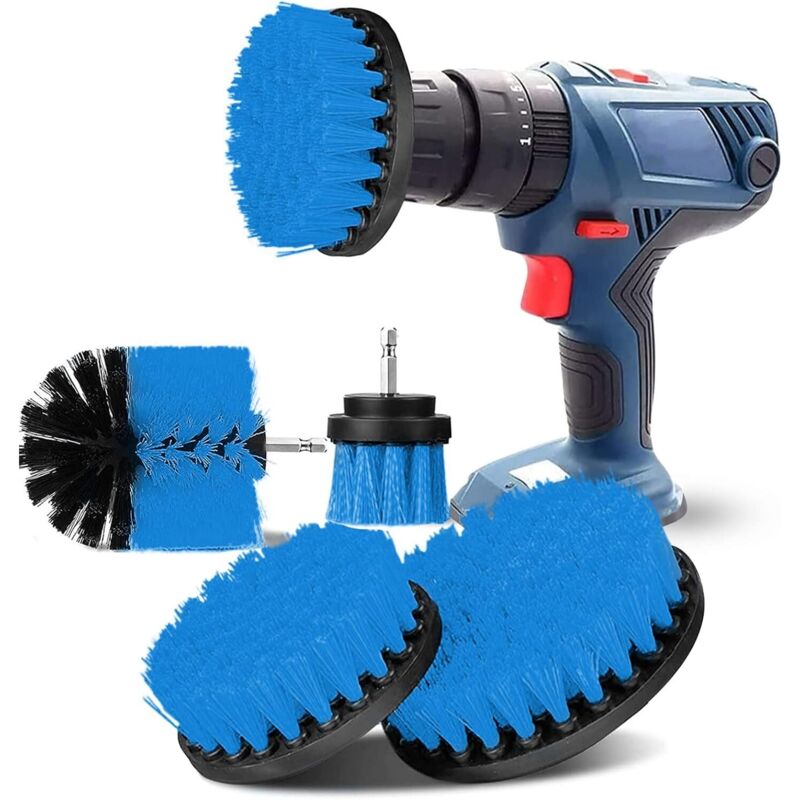 Zolginah 4-teiliges Reinigungsbürsten-set Für Bohrmaschinen. Bürste Für Bohrmaschinen, Autos, Fliesen, Teppiche, Badewannen, Küchen Und Toiletten – Blau