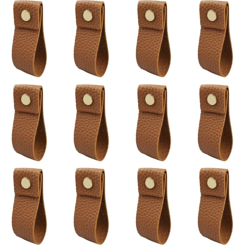 12 Stück Braune Schubladengriffe Aus Pu-leder, Schrankgriffe Mit Schrauben, Möbelzubehör Für Küche, Badezimmer, Kleiderschränke Und Kommoden.