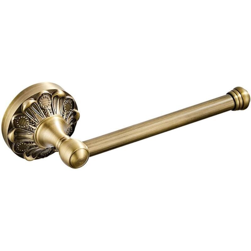 Antiker Toilettenpapierrollenhalter Aus Messing – 53 Cm Lange Stange Für Das Badezimmer Mit Aufbewahrungsbürste – Bronze