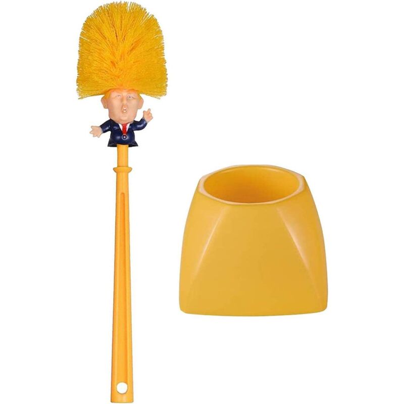 Witzige Donald-trump-toilettenbürste – Gelbe Nylonborsten – Kunststoffgriff – Ungewöhnliches Wichtelgeschenk