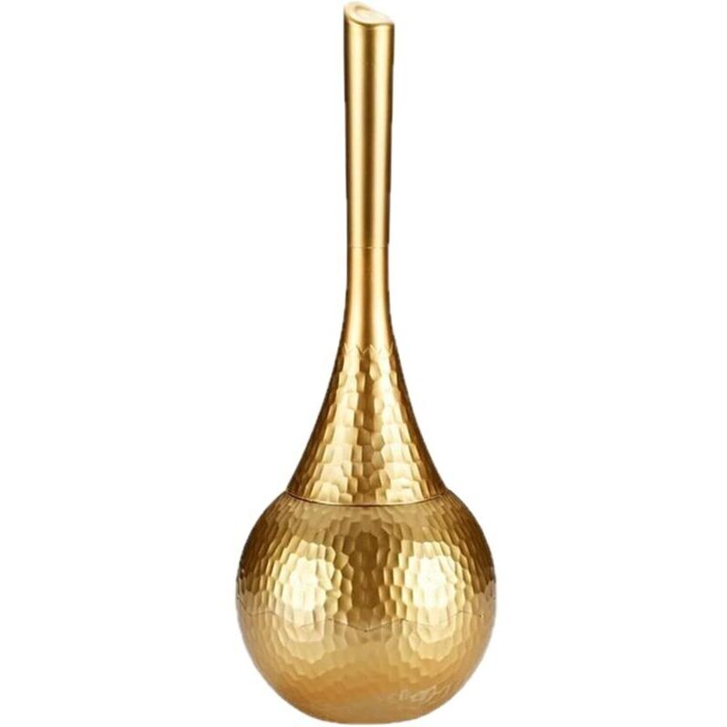 Goldene Toilettenbürste. 38 Cm Große Kunststoff-toilettenschüssel. Bürste Und Halter Mit Komfortablem, Rutschfestem Griff Fürs Badezimmer. Langer Griff.