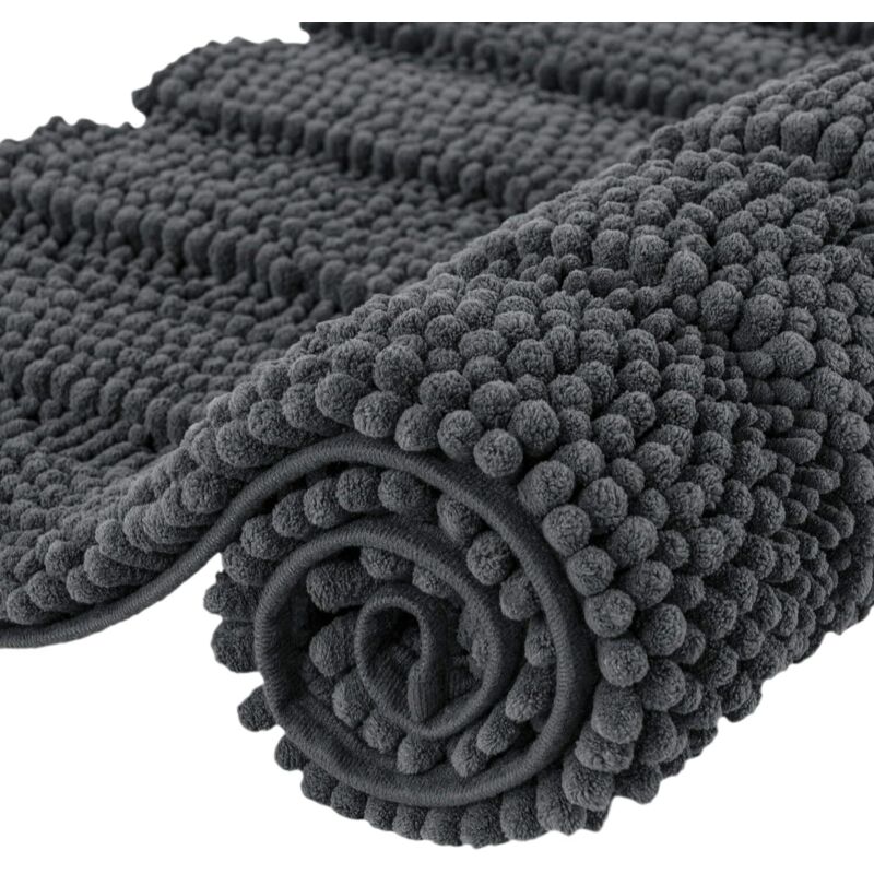 40×60 Cm. Graue, Extra Saugfähige Badematte Aus Mikrofaser-chenille, Maschinenwaschbar