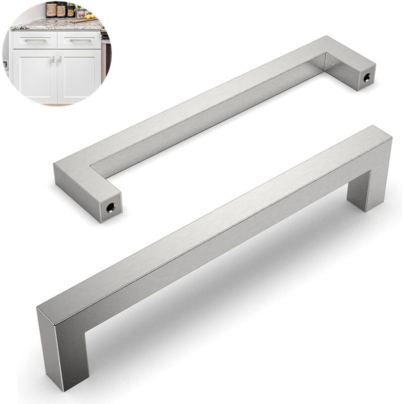 Set Mit 10 Küchenschrankgriffen – Edelstahl – 160 Mm Lochabstand – 172 Mm Länge – 12 Mm Breite – 35 Mm Ausladung