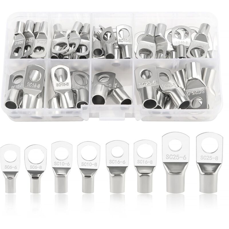 60-teiliges Ringkabelschuh-set. Rohrkabelschuhe. Kabelendverschlüsse Für Batteriekabel. Für Elektrische Kabel. Silber.