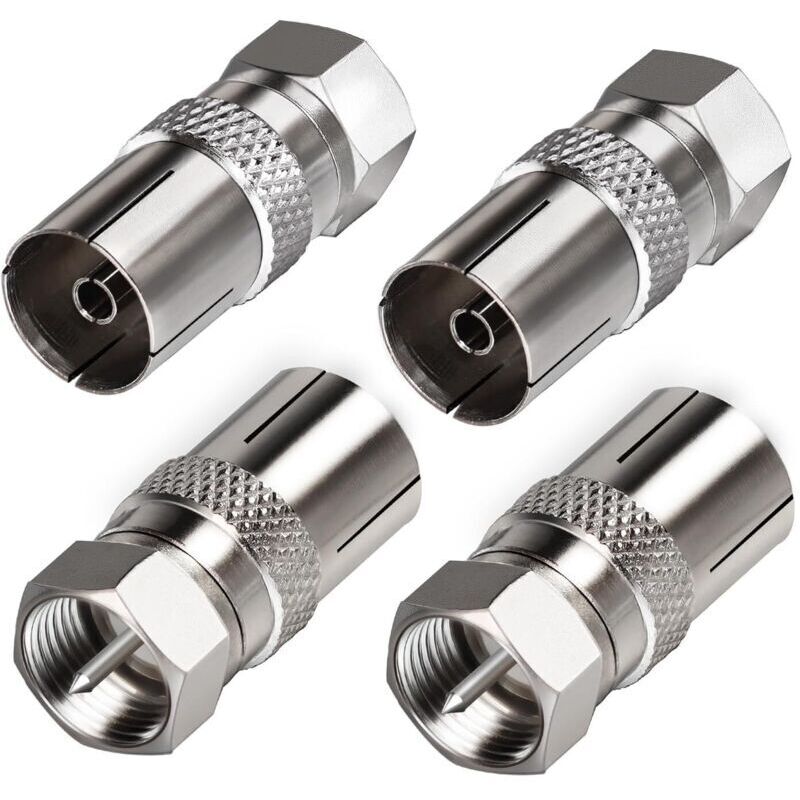 Tv-antennenadapter (stecker Auf Buchse) - 4er-pack - Vernickelt, 75 Ohm - Kompatibel Mit Koaxialkabeln Und Satellitenreceivern