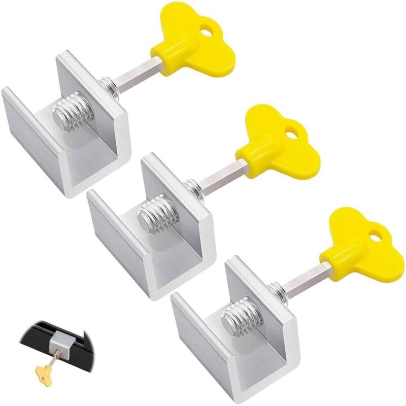 Stück Schiebefensterbegrenzer. Schiebefensterschloss. Schiebefensterblocker. Fensterbegrenzer. Verandatürschloss Und Fensterschloss. (3, Silber)