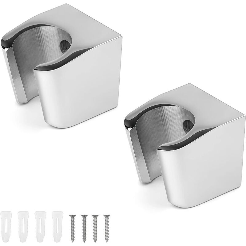 2-teiliger Duschkopfhalter Aus Zinklegierung. Silberne Duschkopfhalter. Wandmontierter Duschkopfhalter Mit Schrauben. Klein Und Einfach Zu Montieren. Abmessungen (l X B X H): 3,5 X 3,3 X 3,1 Cm