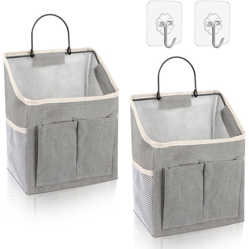 2-teiliger Hängeorganizer. Wasserdichte Wandtaschen. Faltbarer Korb Mit Fächern. Hängeorganizer Mit 3 Fächern Für Zuhause (grau)
