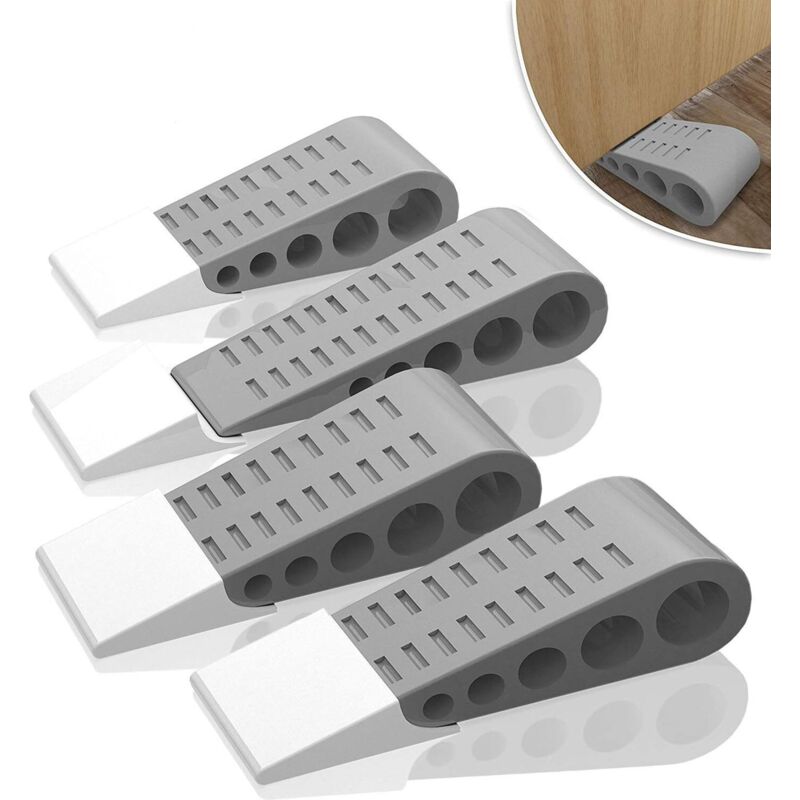 Türstopper Aus Gummi. 4 Stück Robuste, Rutschfeste Türstopper Aus Gummi. Kratzfester Türblock, Geeignet Für Alle Oberflächen (grau).