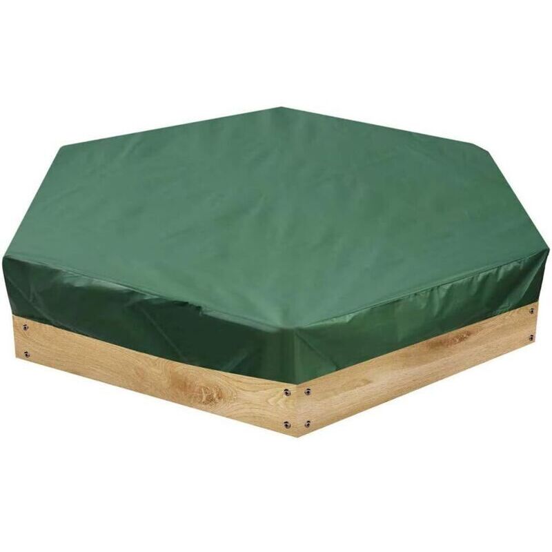 Sandkastenabdeckung (180 X 150 Cm) – Wasser- Und Staubdicht – Für Sechseckige Sandkästen – Grün – Mit Kordelzug – Schützt Sand Und Spielzeug Vor Verschmutzung.