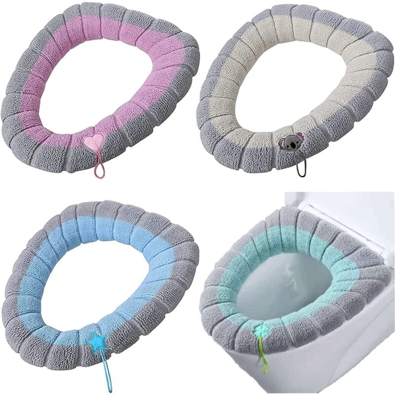 4-teiliges Set Waschbare Toilettensitzkissen (42 X 38 Cm), Toilettensitzauflagen, Toilettensitzbezüge Mit Aufhängeschlaufe Für Frauen, Schwangere Und Senioren