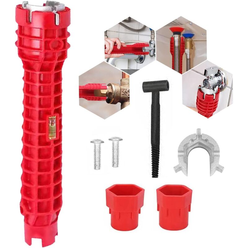 8-in-1-werkzeugset Für Die Spülbeckenmontage. Wasserhahnschlüssel. Montageschlüssel Für Wasserhähne. Für Küche, Bad, Wc, Kücheninstallation (rot)