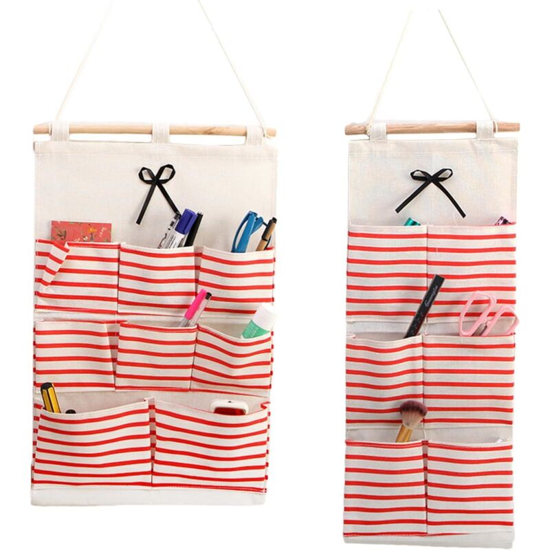 2-teiliges Wand-organizer-set Mit Praktischen Aufbewahrungstaschen. Hängende Aufbewahrungstasche. Wandtasche Für Schlafzimmer, Büro, Badezimmer (rot)