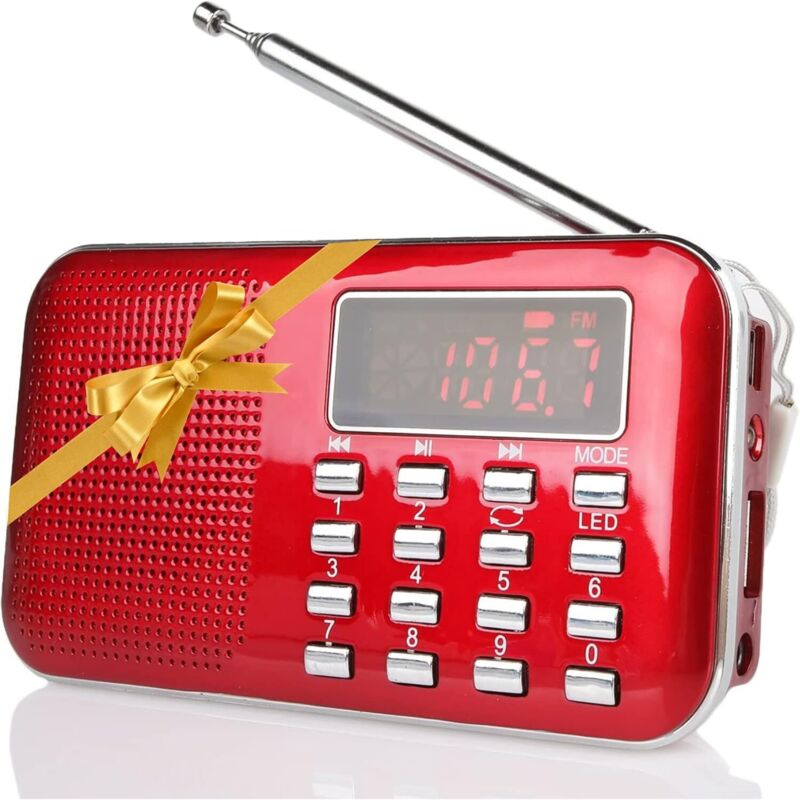 Tragbares, Wiederaufladbares Fm/am-radio Mit Usb- Und Micro-sd-kartensteckplatz Und Integriertem Mp3-player (rot)