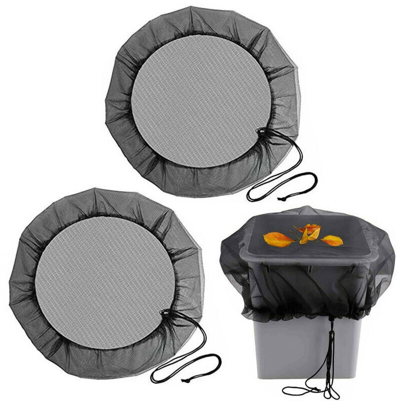 2er-set Regentonnen-schutznetze. 95-zoll-regentonnennetz Mit Kordelzug Für Staub-, Laub- Und Mückenschutz – Schwarz