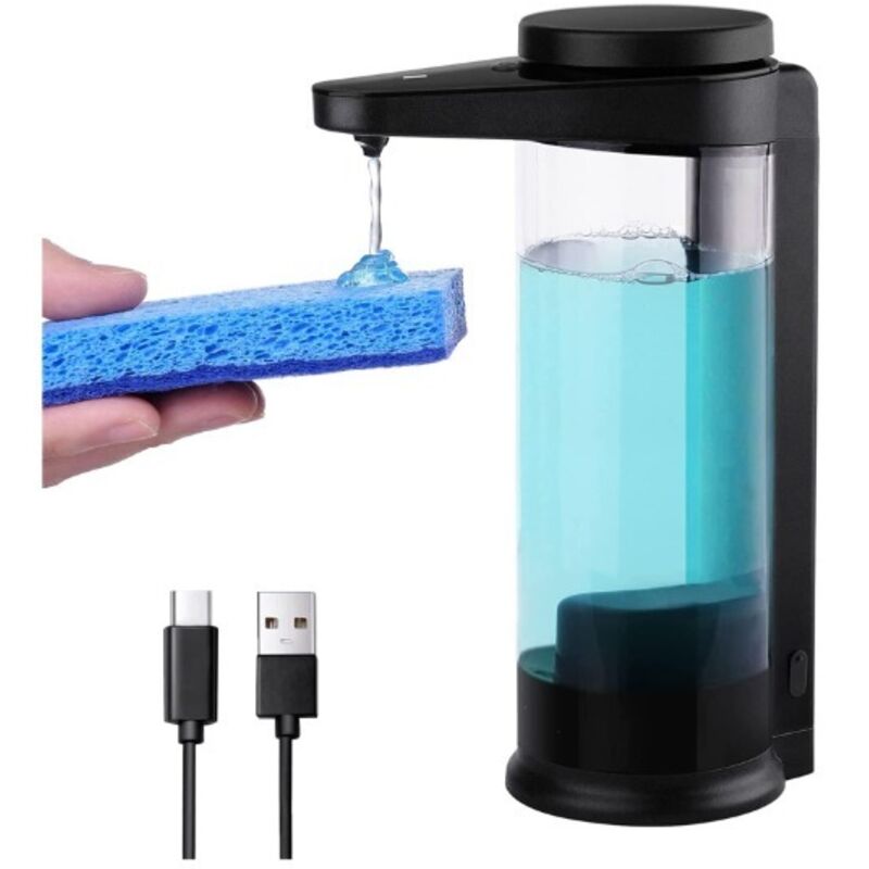 Automatischer, Berührungsloser Flüssigseifenspender (500 Ml) Mit Wandhalterung, Schwarz, Nachfüllbar