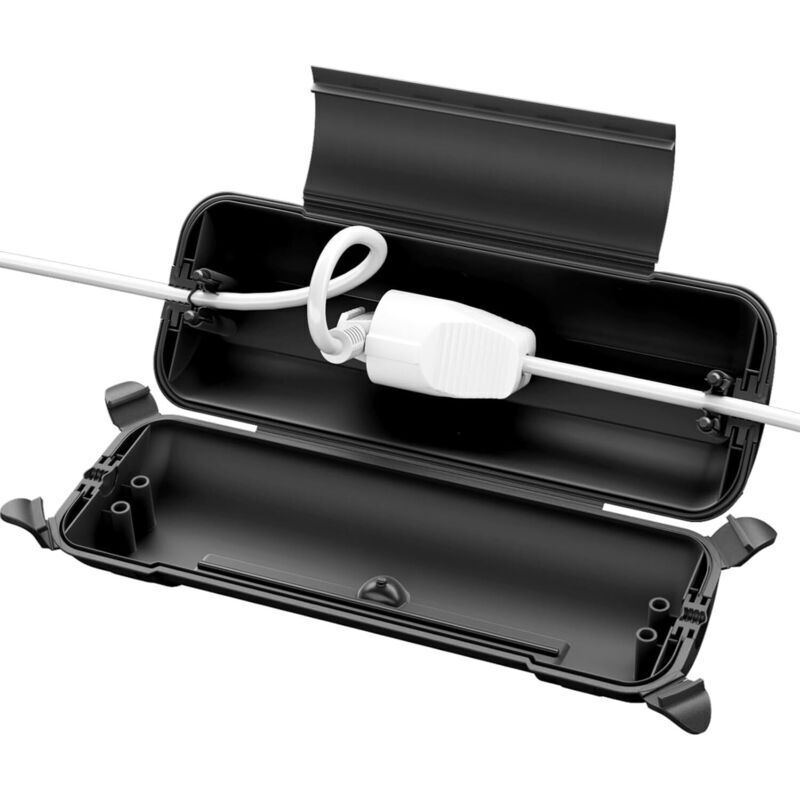 Ip44-wasserdichte Elektrobox. Schutzgehäuse Für Den Außenbereich Für Verlängerungskabel, Kabel, Weihnachtsdekoration, Lichterketten Und Elektrowerkzeuge. 29 X 11 X 7,5 Cm. Schwarz.
