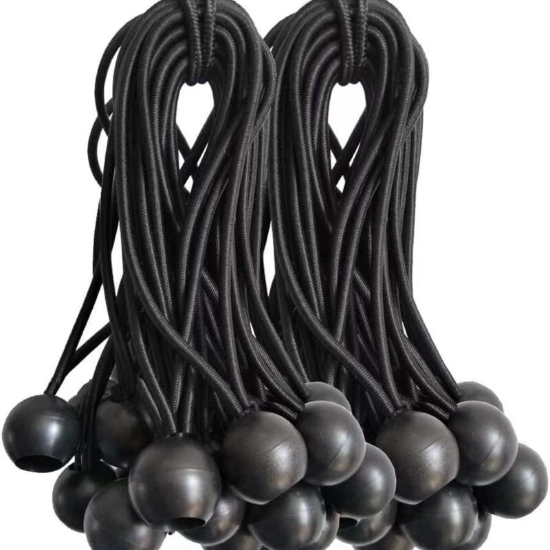 Elastische Kordeln Mit Kugelenden – 50er-pack. 15 Universelle Gummiseile Mit Verschlüssen – Strapazierfähiges Gummiband, Ideal Für Camping, Gepäck Und Planen – Schwarz