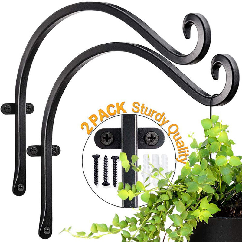 2-teiliger Wandpflanzenhänger. Pflanzenhaken. Wandhaken Für Pflanzen. Inkl. 6 Schrauben. Für Garten, Rasen, Lampen, Blumentöpfe, Vogelhäuschen, Laternen, Windspiele (schwarz)