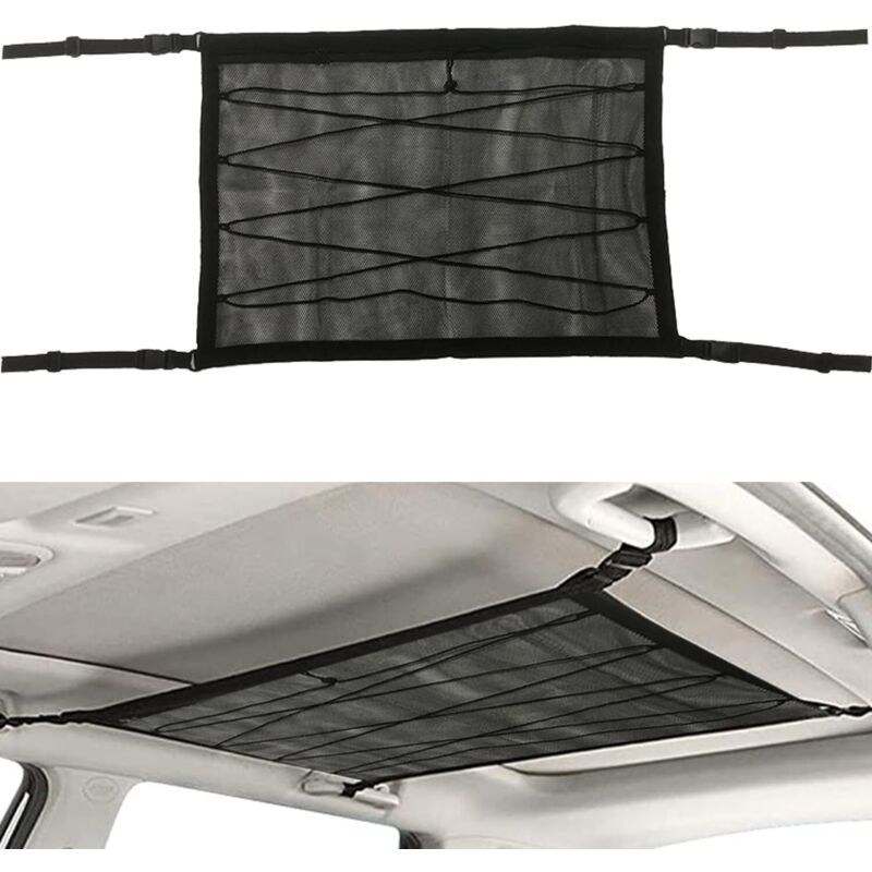 78x53 Cm Auto-aufbewahrungsnetz. Auto-aufbewahrungsnetz. Autodachnetz. Hängende Aufbewahrungstasche Für Den Innenbereich. Mit Reißverschluss. Für Suv, Jeep, Van (schwarz)