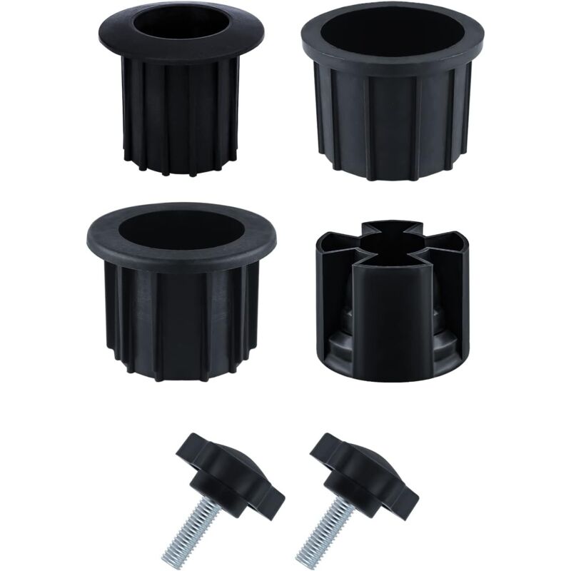 6-teiliges Set Mit Schirmständerteilen. Zubehör Für Sonnenschirmfüße Mit Spanndraht Und Schwarzem Knopf. Sonnenschirmzubehör Für Terrasse, Balkon Und Garten (schwarz).