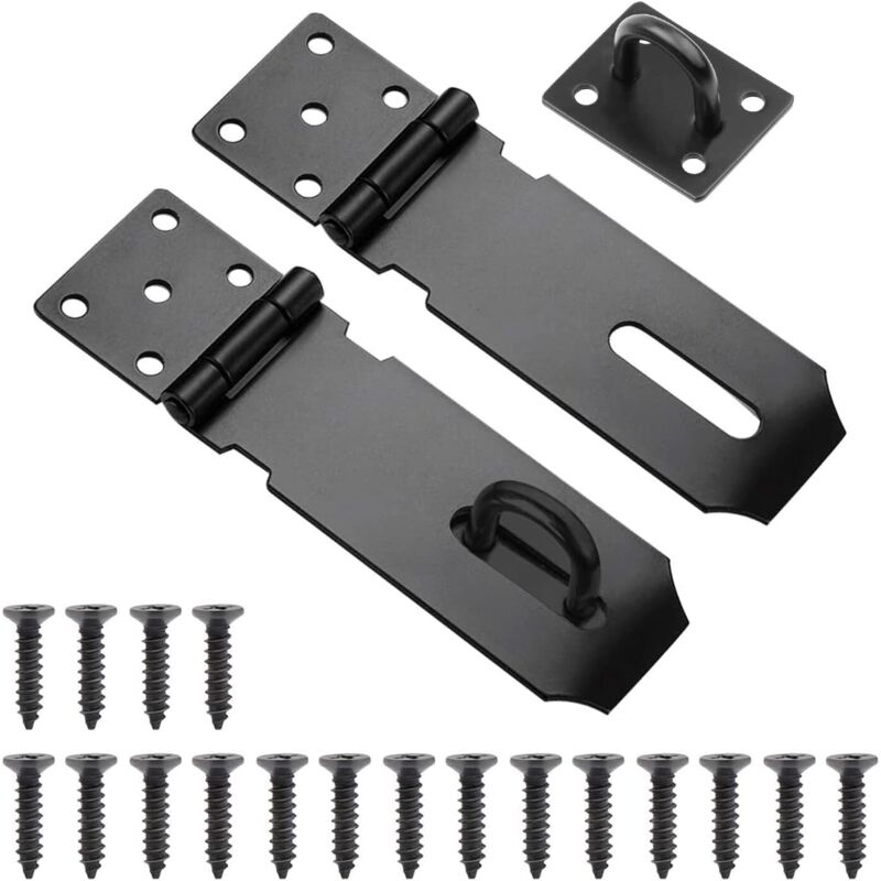 Türriegel-vorhängeschloss. 2 Stück Türriegel Für Den Außenbereich. 5-zoll-türriegel Aus Edelstahl Mit Schrauben Für Schrank- Und Garagentüren (schwarz).
