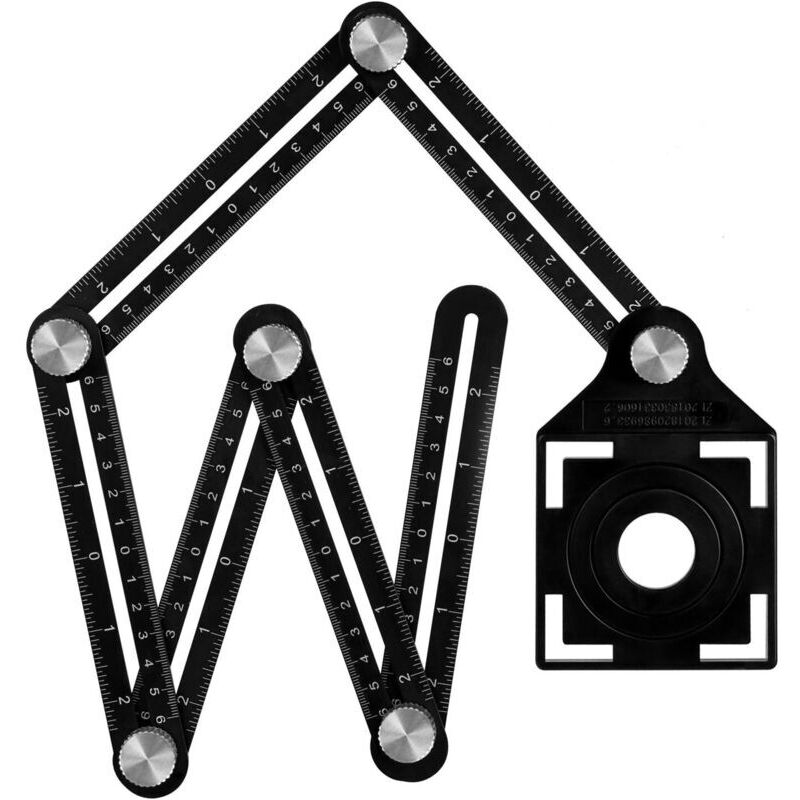 Mehrwinkel-messlineal Mit Positionierungsloch. 6-seitiges Winkelmesswerkzeug Aus Aluminiumlegierung. Schablonenmesswerkzeug. Schwarz.