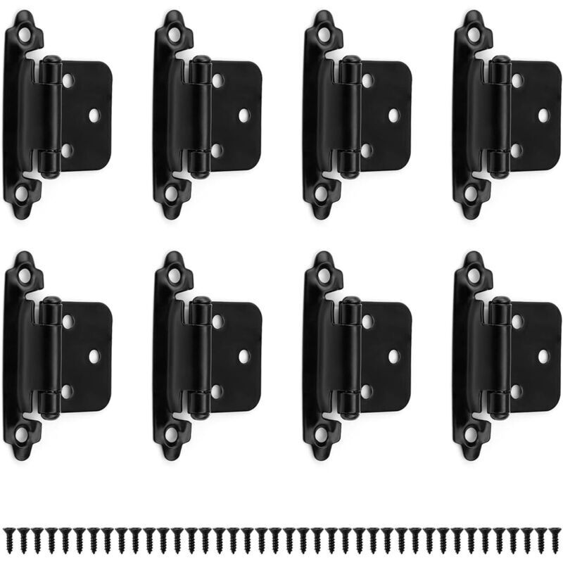8-teiliges Metallscharnier-set. Schwarzes Türscharnier, 1,4 Mm Dick. Schranktürscharnier Mit 40 Schrauben. Geeignet Für Feststehende Türen, Eingangstüren Und Schlafzimmertüren.