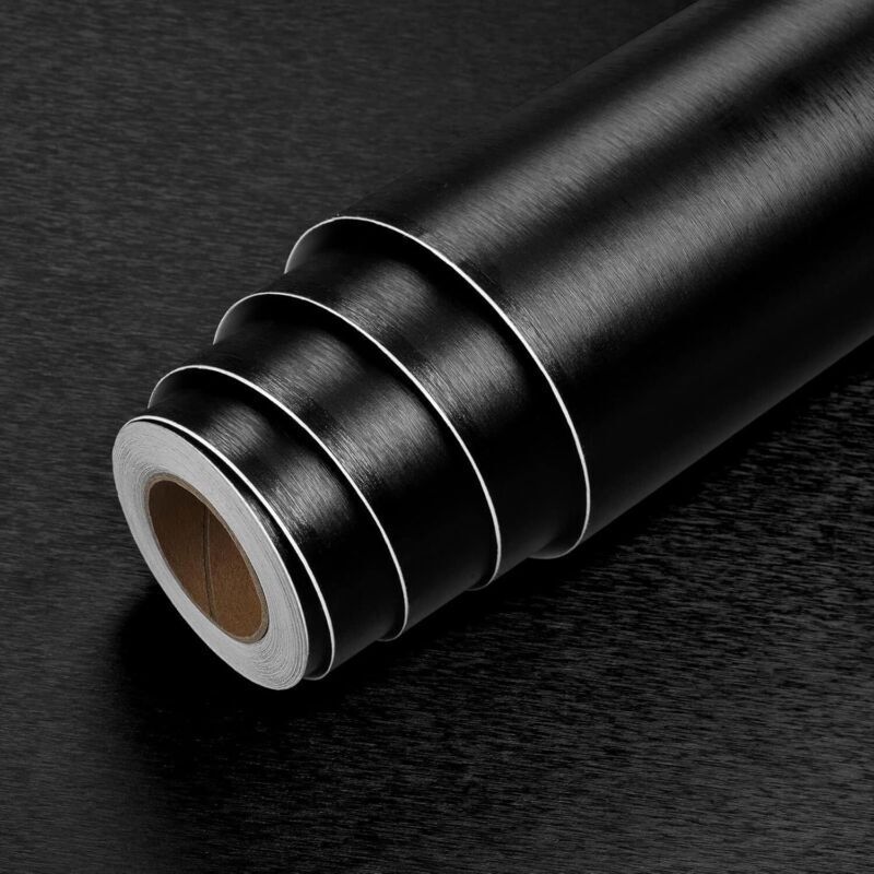 Selbstklebende Tapete (60 X 300 Cm) Für Möbel, Glänzendes Metallic-schwarz, Vinyl-klebepapier Für Kühlschrank, Tisch, Küche, Schranktüren, Edelstahl, Wasserabweisend, Elegant
