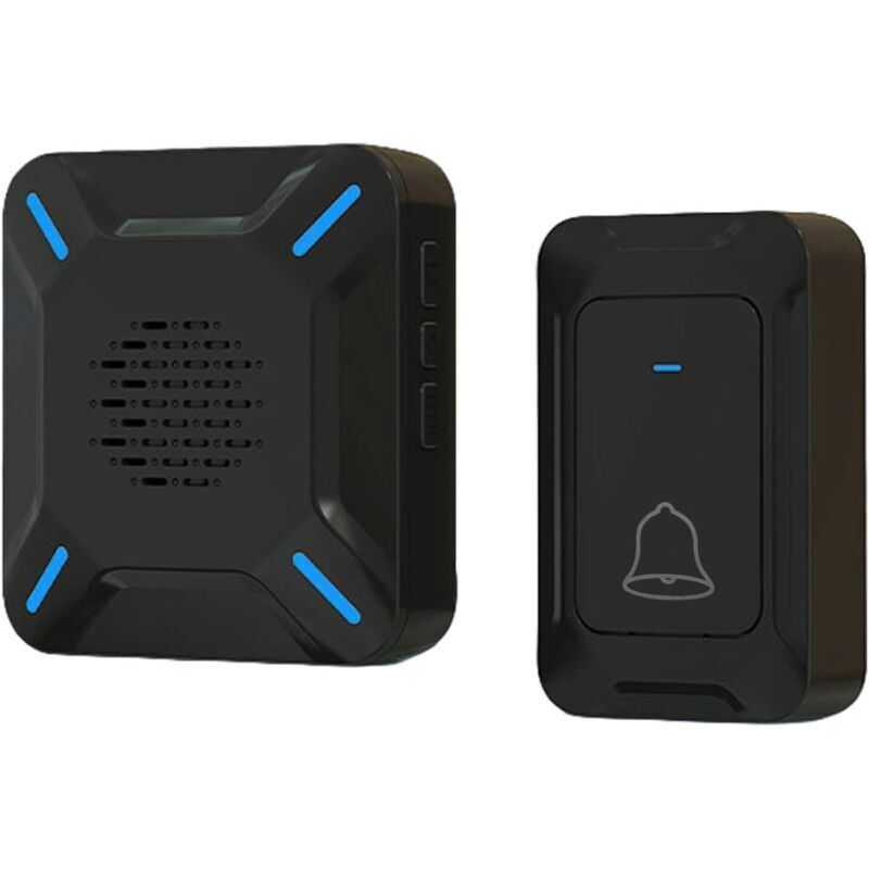 Ip68 Wasserdichte, Kabellose Außentürklingel. Großer, Lauter Lautsprecher. Led-anzeige. 300 M Reichweite. 5 Einstellbare Lautstärkestufen. 58 Klingeltöne (schwarz).
