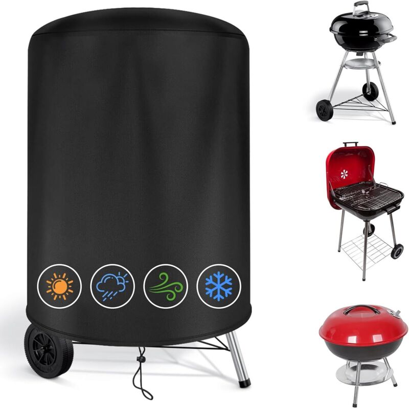 Runde Grillabdeckung. Wasserdichte Gasgrillabdeckung 7090 Für Den Außenbereich. Wetterfeste, Uv-beständige Schutzhülle Aus Oxford-gewebe. Schwarz.