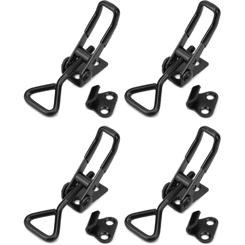 Stück. Knebelverschluss Aus Kohlenstoffstahl. Hebelverschluss. Tragkraft 100 Kg Für Kisten, Truhen Und Schränke (95 Mm, Schwarz).